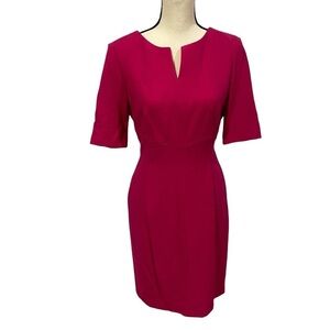 Tahari Midi Sheath Dress Sz 8 Pink Fuschia Office Career